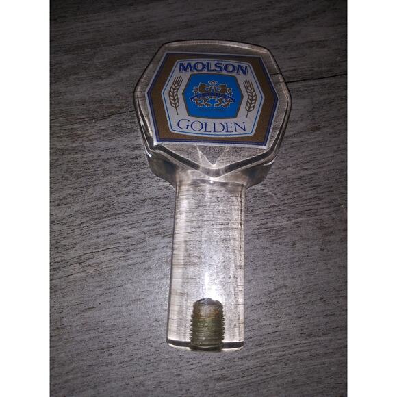 Molson Golden Canadian Beer Ale Vintage Tap Keg Handle Knob Tapper Acrylic - Picture 1 of 3